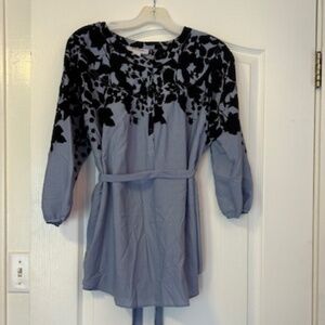 Motherhood Maternity blue with black flowers shirt -Size small